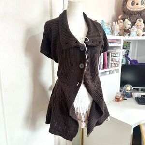 Y2K fairycore dark brown chunky knit sweater top